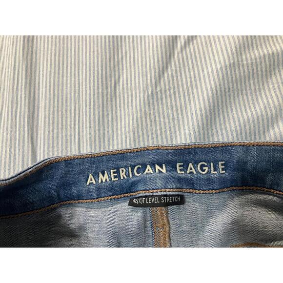 Flare Jeans 2000s American Eagle Blue Denim Women's 8 Next Level Stretch - Picture 3 of 8